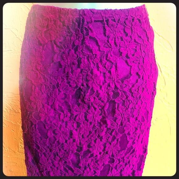 Lace Fuschia Skirt - Picture 1 of 4